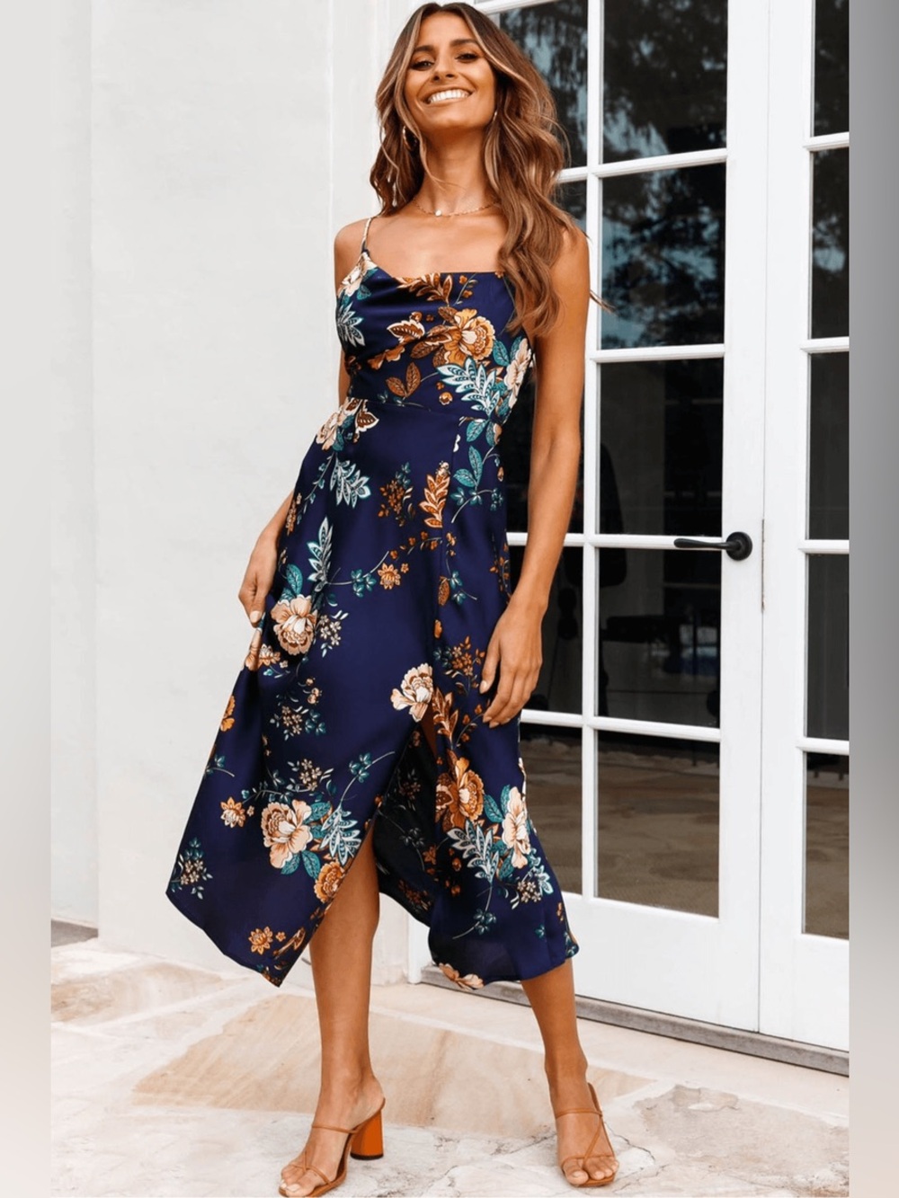 NWT Hello Molly Midi Dress Atlas Navy Gold